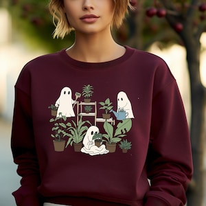 Ghost Plant Lady Sweatshirt, Ghost Plant Shirt, Halloween Plants Sweatshirt, Halloween Ghost Sweatshirt, Halloween Gift for Plant Lovers