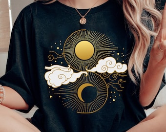 Sun and Moon T Shirt Aesthetic Shirt Yoga Shirt Pagan Clothing Aesthetic Clothing Celestial Clothing Moon T-Shirt Sun TShirt Celestial Shirt