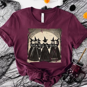 Vintage Girls Will Be Girls Witch Halloween Shirt, Funny Witch Vintage Shirt, Vintage Halloween Women Shirt, Witchy Vibes Shirt,Witchy Shirt