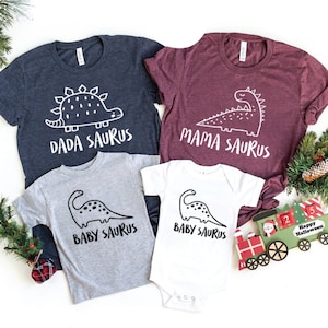 Mamasaurus Dadasaurus Babysaurus Shirt, Matching Family Outfit Tees, Dinosaur Family Shirts,Custom Birthday Gift,Funny Birthday Tee,Dino Tee