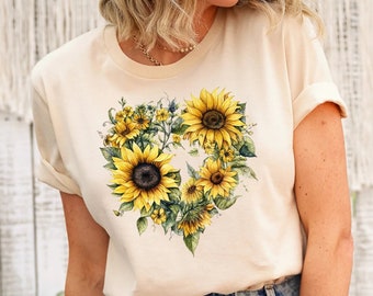 Sunflower - Sunflower Shirt, Floral Tee Shirt, Flower Shirt,Garden Shirt, Womens Fall Shirt, Sunflower Tshirt Sunflower Shirts. Sunshine Tee