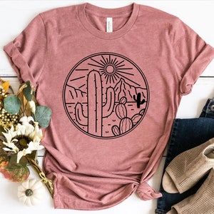 Desert Shirt, Cactus Plants, Cactus Shirt, Adventure Shirt, Arizona Shirt, Cactus Scene Shirt, Women Shirt, Desert Adventure,Wild West Shirt