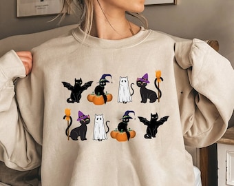 Halloween Shirt, Cat Shirt, Ghost Cat Shirt, Halloween T-shirt, Halloween Cat Shirt, Cat Lover Shirt, Black Cat Shirt,Spooky Season, Cat Tee