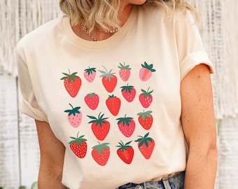 Strawberry Shirt, Strawberry Clothes ,Strawberry Tee, Garden Shirt ,Aesthetic Clothing, Cottagecore Clothes,Botanical Shirt,Strawberry Print
