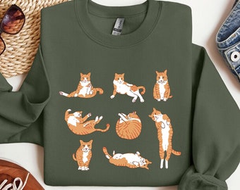Cute Orange Cat Shirt, Orange Cat T-Shirt, Orange Cat Mom Sweatshirt, Orange Cat Owner Gift, Orange Tabby Cat Tee, Ginger Cat,Crazy Cat Lady