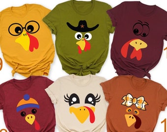 Cute Turkey Fall Thanksgiving Shirt, Thanksgiving Family Matching Shirt, Turkey Face Shirt, Funny Thanksgiving Shirt, Thanksgiving Women Tee