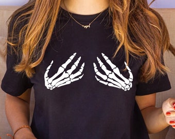 Skeleton Hand Shirt,Hand Bra Shirt,Trick or Treat Shirt,Halloween Shirt,Pastel Goth,Funny Halloween Shirt,Halloween Party,Gift For Halloween