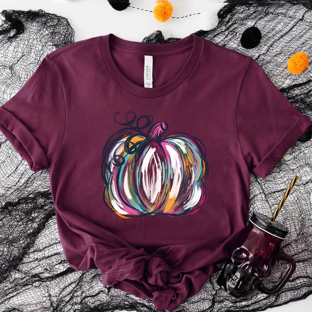 Watercolor Pumpkin T-Shirt, Colorful Pumpkin Shirt, Watercolor Pumpkins, Halloween Shirt, Autumn Shirt, Cute Fall Shirt, Gift For Halloween - Summer Sale 2024 Teeensemble