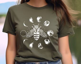 Mystical Moon Bee Shirt, Mystical Bee Shirt, Moon Phases Bee Shirt, Crescent Moon Full Moon Shirt, Moon Phases Bee Shirt,Bee Shirt,Bee Lover