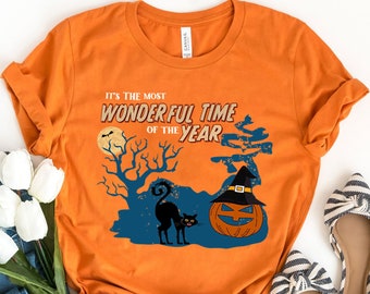 T-shirt Halloween « C'est la plus belle période de l'année », T-shirt saison des frissons, T-shirt Halloween vintage, T-shirt Halloween chat noir citrouille