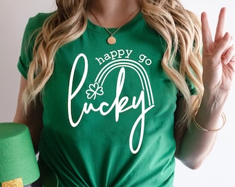 Happy Go Lucky Shirt, St Pattys Shirt, Lucky T-Shirt, Shamrock Shirt, Woman St Patrick's Day Shirt, St Patrick's Day Tee, Lucky Clover Shirt