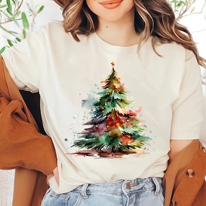 Colorful Pine Tree T-shirt, Watercolor Tree Shirt, Watercolor Trees, Christmas Shirt, Winter Shirt, Cute Holiday Shirt, Gift For Christmas T
