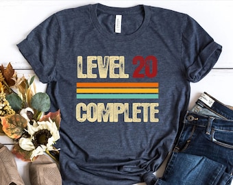 20th Anniversary Gifts for Him, Her, 20 Years Wedding Anniversary Shirt for Husband,Wife, Custom Wedding Anniversary Gift, Level 20 Complete