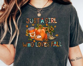 Just a Girl Who Loves Fall Shirt, Womens Fall Long Sleeve, Cute Fall Shirts for Women, Fall Lover's Shirt, Pumpkins Shirt ,Fall Long Sleeve