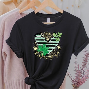 Shamrock Heart Shirt, Heart Shamrock Shirt, Clover Heart Shirt, St Patrick&#39;s Day Heart Shirt, Hand Drawn Clover Heart Shirt, St Patricks Day