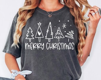 Comfort Colors® Christmas Trees Shirt, Christmas Shirts for Women, Christmas Tee, Merry Christmas, Shirts For Christmas,Cute Christmas Shirt