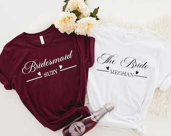 Bridesmaids Shirt, Bridesmaid Custom Tshirts, Wedding Custom Shirts, Maid Of Honor Shirt, Bridesmaid Gift,Bridal Party Shirts, Bride's Babes