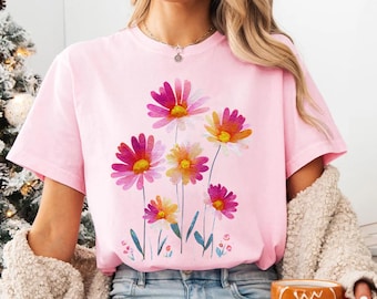 Vintage Pressed Flowers Shirt, Boho Cottagecore Tshirt Botanical Floral Tee Wildflowers Sweatshirt, Gift For Gardener, Flower Graphic Tee