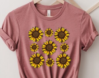Sunflower Leopard Shirt, Womens Flowers Shirt, Plant Sunflower Shirt ,Leopard Print Shirt ,Floral Shirt, Flower Print Shirt, Sunflower Shirt