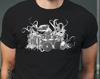 Octopus Playing Drums Shirt, Octopus Men's Shirt, Octopus T-Shirt Gift, Drummer Gift Octopus Shirt Drum Player Shirt Drummer Shirt, Octopus