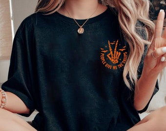 People Give Me The Creeps T-Shirt, Horror Shirt, Horror Gift For Men, Halloween Shirt, Skeleton Hand Tee, Witch Vibes Shirt, Spooky Season
