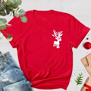 Christmas Pocket Shirt, Merry Christmas Shirt, Christmas Deer Shirt, Christmas Matching Shirt, Holiday Shirt, Christmas Gift Tee, Cute Deer