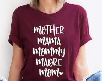 Mother Mama Mommy Madre Mom Shirt, Mom Christmas Gift, Mother's Day Shirt, Mother's Day Gift, Mama Shirt, Mommy Tee Shirt, Gift for Mom