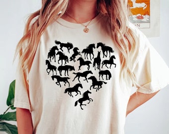 Horse Heart Shirt, Horse Lover Tee, Horses Heart T-Shirt, Horse Lover Gift, Horse Silhouette Shirt, Equestrian Tee, Gift For Horse Owner
