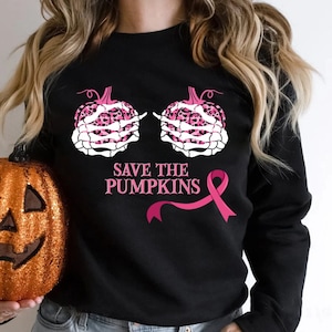 Skeleton, Save The Pumpkins Shirt, Save The Pumpkin, Pink Ribbon, Breast Cancer , Birthday Gift, Breast Cancer Awareness Shirt, Halloween