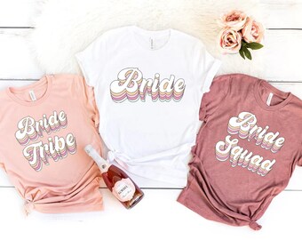 Retro Bridesmaids Shirt, Bridesmaid Custom Tshirts, Maid Of Honor Shirt, Bridesmaid Gift,Bridal Party Shirts,Retro Bride's Babes,Retro Bride