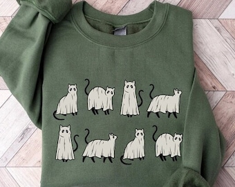 Halloween Shirt, Cat Shirt, Ghost Cat Shirt, Halloween T-shirt, Halloween Cat Shirt, Cat Lover Shirt, Black Cat Shirt,Spooky Season, Cat Tee