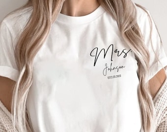 Personalized Gift For Bride, Wedding Gift, Honeymoon Pajamas, Bride To Be Gift,Custom Bridal Gift Bride T-shirt, future Mrs Shirt, Mrs shirt