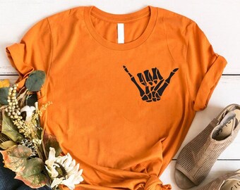 Hang Loose Skeleton Hand Shirt , Halloween Shirt, Skeleton Hand Sweatshirt, Skeleton Hand Tee, Graphic Shirt, Skeleton Hand Tee, Hang Loose