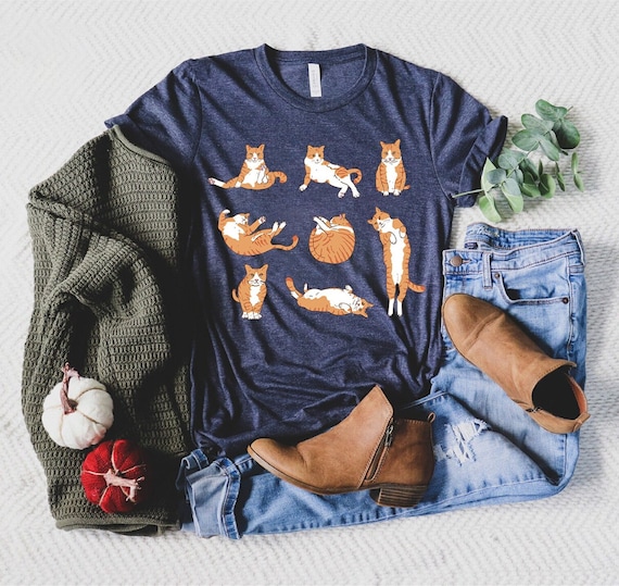 Cute Orange Cat Shirt, Orange Cat T-Shirt, Orange Cat Mom Sweatshirt, Orange Cat Owner Gift, Orange Tabby Cat Tee, Ginger Cat,Crazy Cat Lady