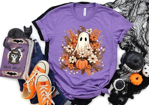 Floral Ghost Sweatshirt, Floral Ghost Shirt, Halloween Ghost Sweatshirt, Flower Halloween Shirt, Vintage Retro Sweatshirt, Fall Sweater Tee