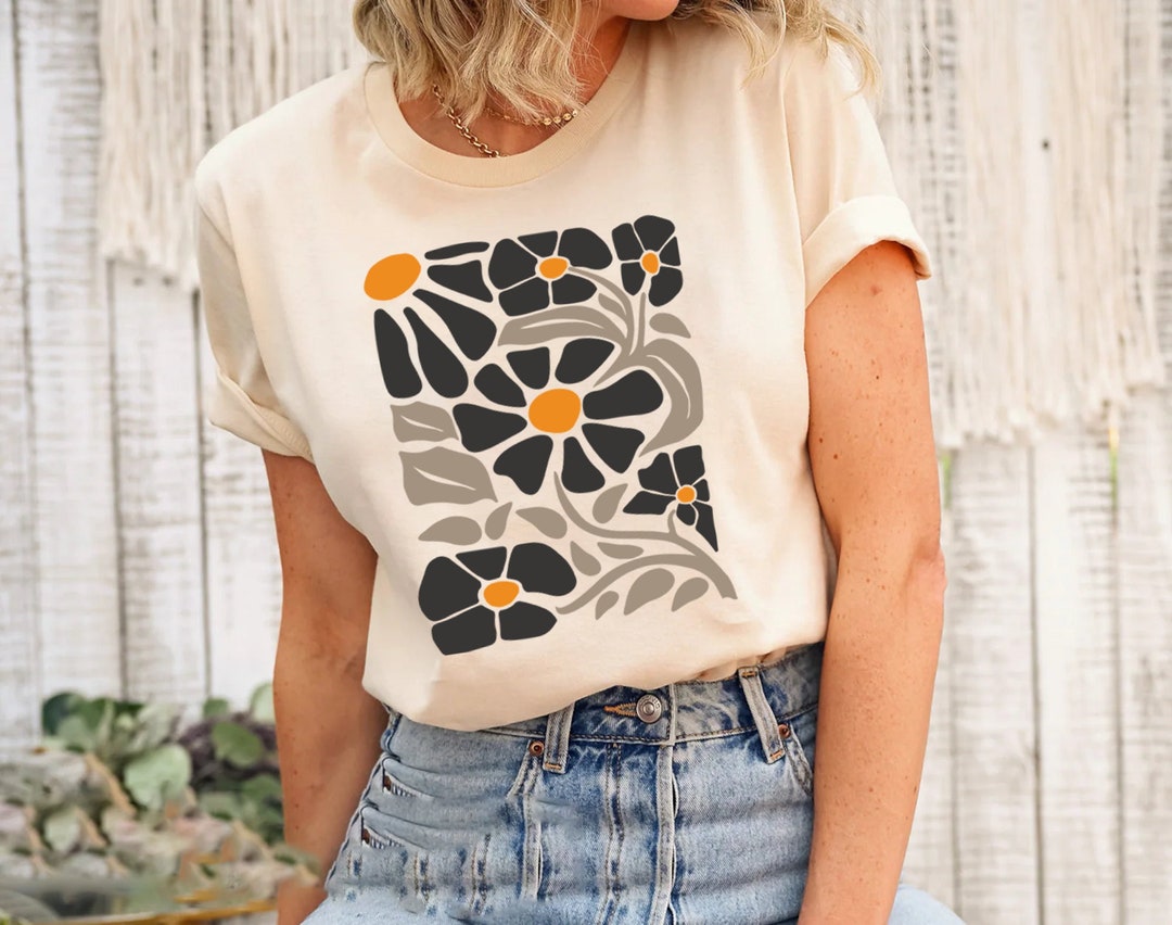 Boho Flower Shirt, Wildflower Shirt Women, Floral Minimalist Shirt ...