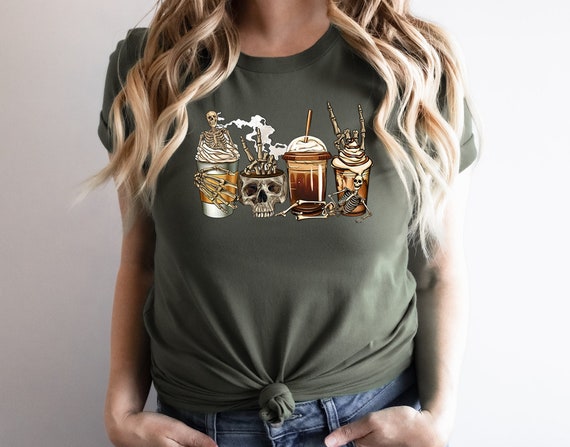 Skeleton Coffees Shirt, Coffee Skeleton Shirt, Halloween Shirt, Halloween Coffee, Coffee Shirt, Skeleton Shirt, Coffee Latte Shirt, Fall Tee