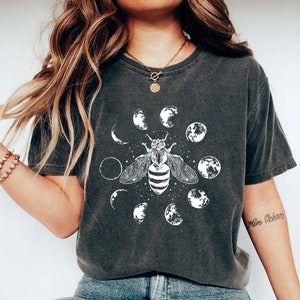 Mystical Moon Bee Shirt, Mystical Bee Shirt, Moon Phases Bee Shirt, Crescent Moon Full Moon Shirt, Moon Phases Bee Shirt,Bee Shirt,Bee Lover image 3