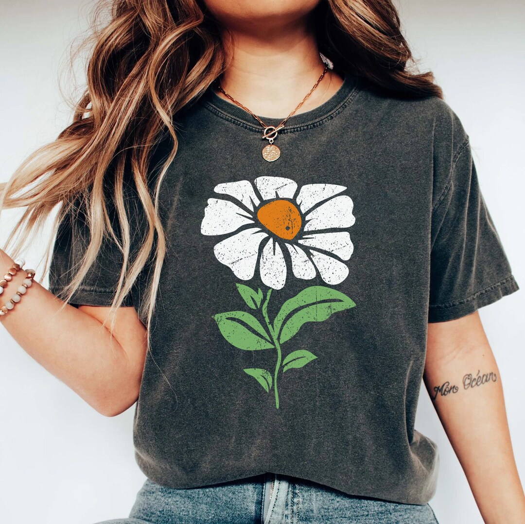 Boho Daisy, Flower Tee Shirt, Botanical Tee, Boho Tee,wildflower Shirt — free download
