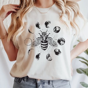 Mystical Moon Bee Shirt, Mystical Bee Shirt, Moon Phases Bee Shirt, Crescent Moon Full Moon Shirt, Moon Phases Bee Shirt,Bee Shirt,Bee Lover image 4