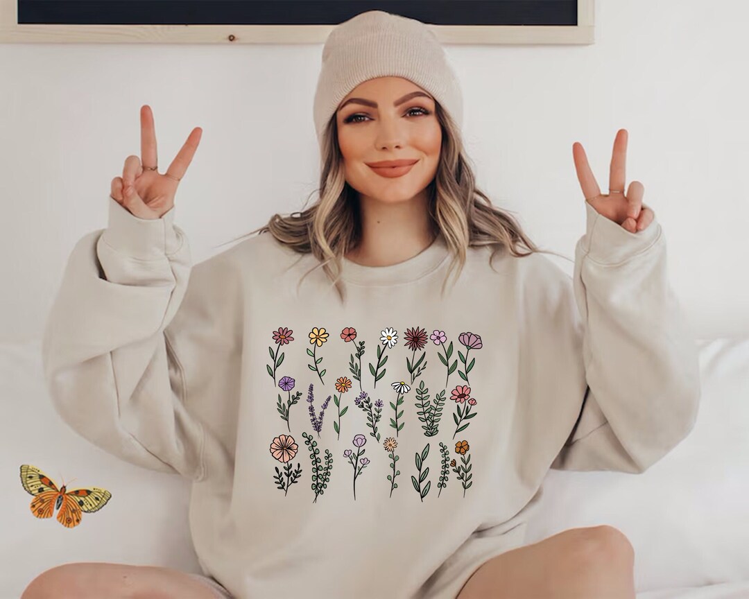 Pressed Flowers Sweatshirt, Wildflowers Cottagecore Shirt, Vintage ...