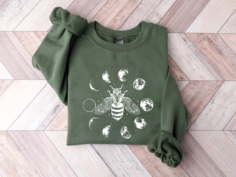 Mystical Moon Bee Shirt, Mystical Bee Shirt, Moon Phases Bee Shirt, Crescent Moon Full Moon Shirt, Moon Phases Bee Shirt,Bee Shirt,Bee Lover image 6