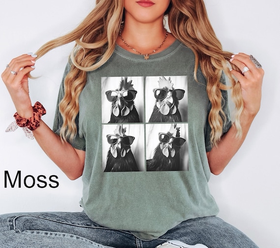 Comfort Colors® Photobooth Chicken Shirt, Funny Rooster Shirt, Funny Chicken Shirt, Chicken With Sunglasses, Farm Animal, Women Chicken Tees