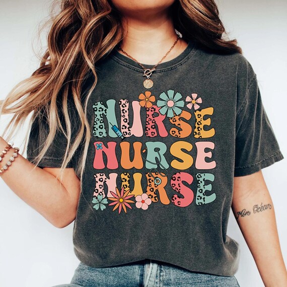 Retro Nurse Shirt, Wild Flowers Nurse T Shirt, RN Nurse Shirt Registered Nurse Shirt, Nurse Student Tee, New Nurse Gift, Nurse Appreciation
