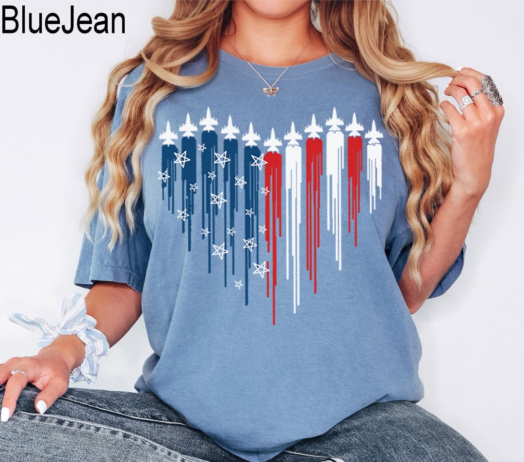 WEITUN Men's Patriotic 4th Of July T-Shirt - Air Force Flyover Graphic, Red White Blue, Cotton Blend Tee - View #10