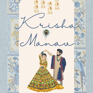 Digital Hindu Indian Wedding Invitation - Powder Blue (customized, unique, printable)