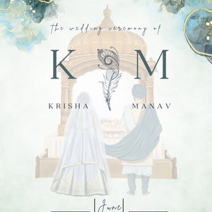 Digital Hindu Indian Wedding Invitation - Seafoam green (customized, unique, printable)