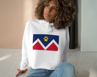 Denver, Colorado Paw Print Flag Cropped Hoodie