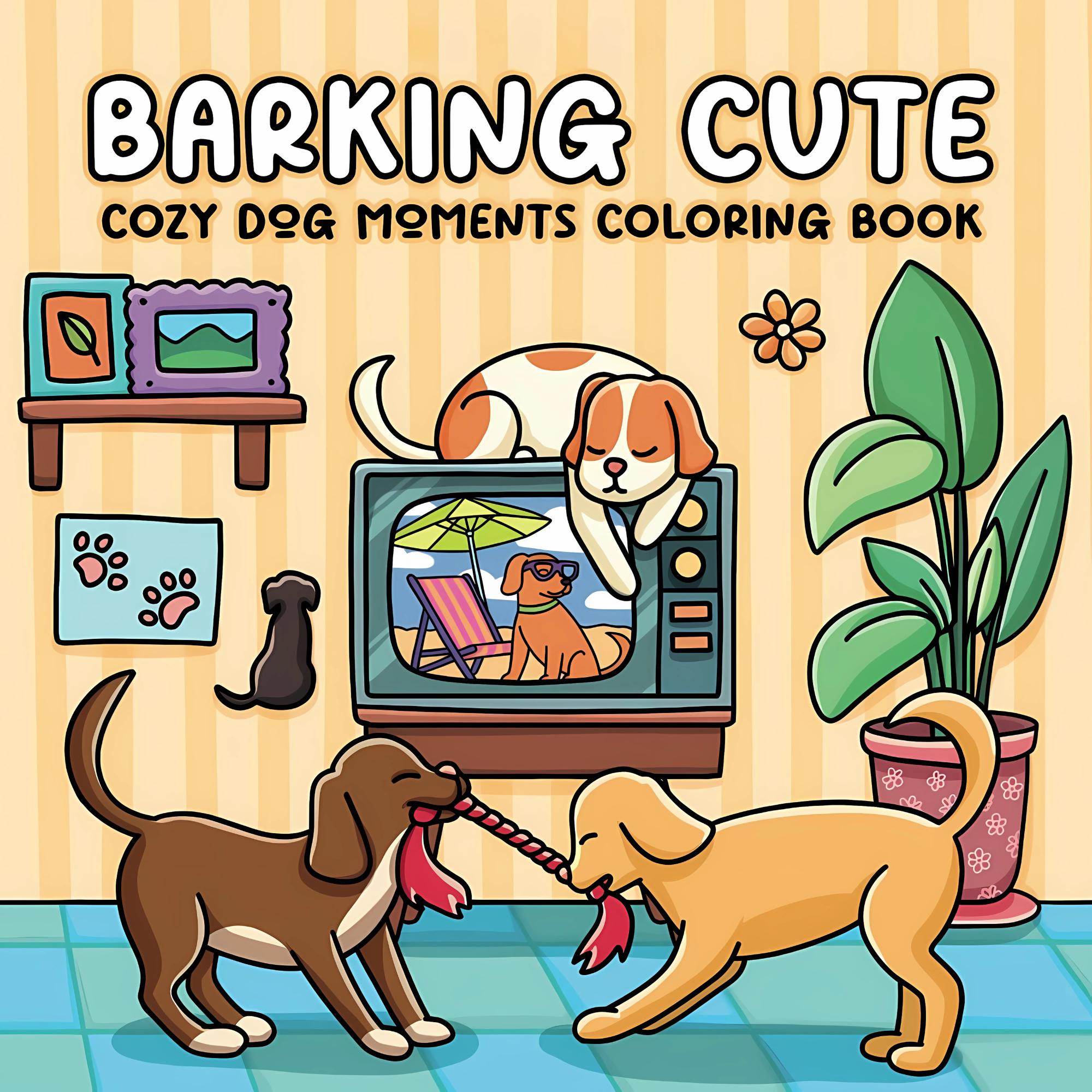 Barking Cute Adult Coloring Book: Cozy Dogs, Funny Activities & Hygge Scenes for Stress Relief