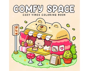 coco wyo Coloring  for adults Comfy Space Digital Cute Coloring Book 42 pages instant download, adult coloring , cozy and cute DIY